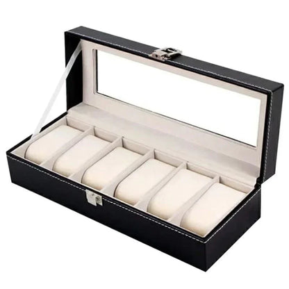 Elegant Leather Watch Display Case with 6 or 12 Slots