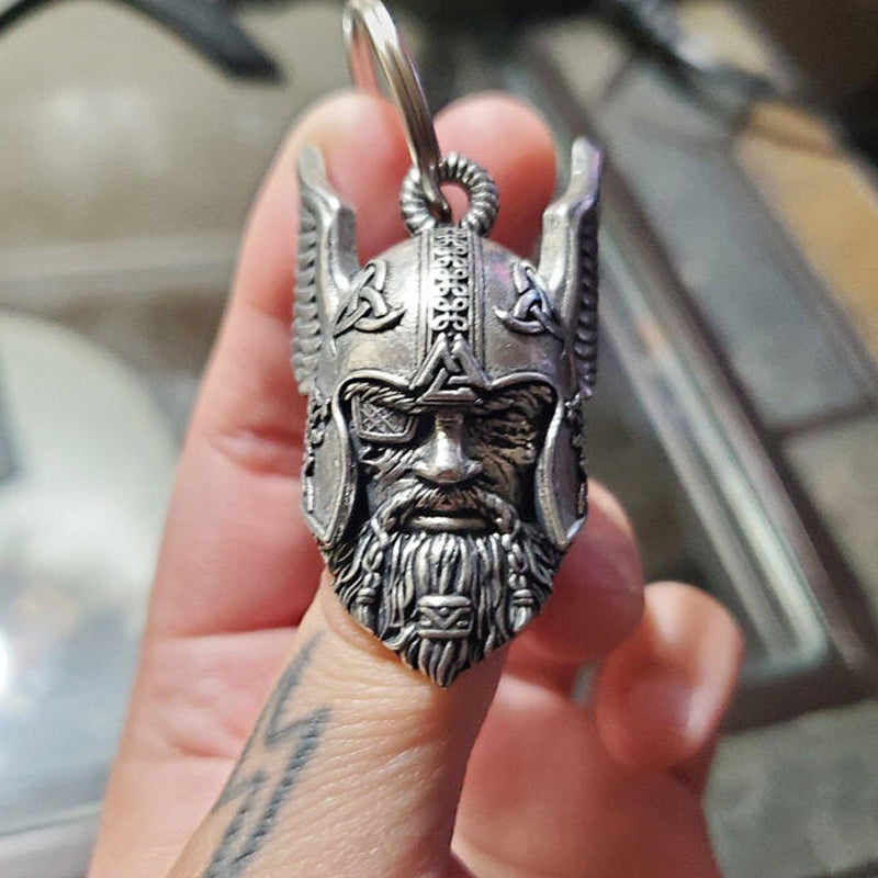 Keychain with Ride Bell - Viking God Guardian Design