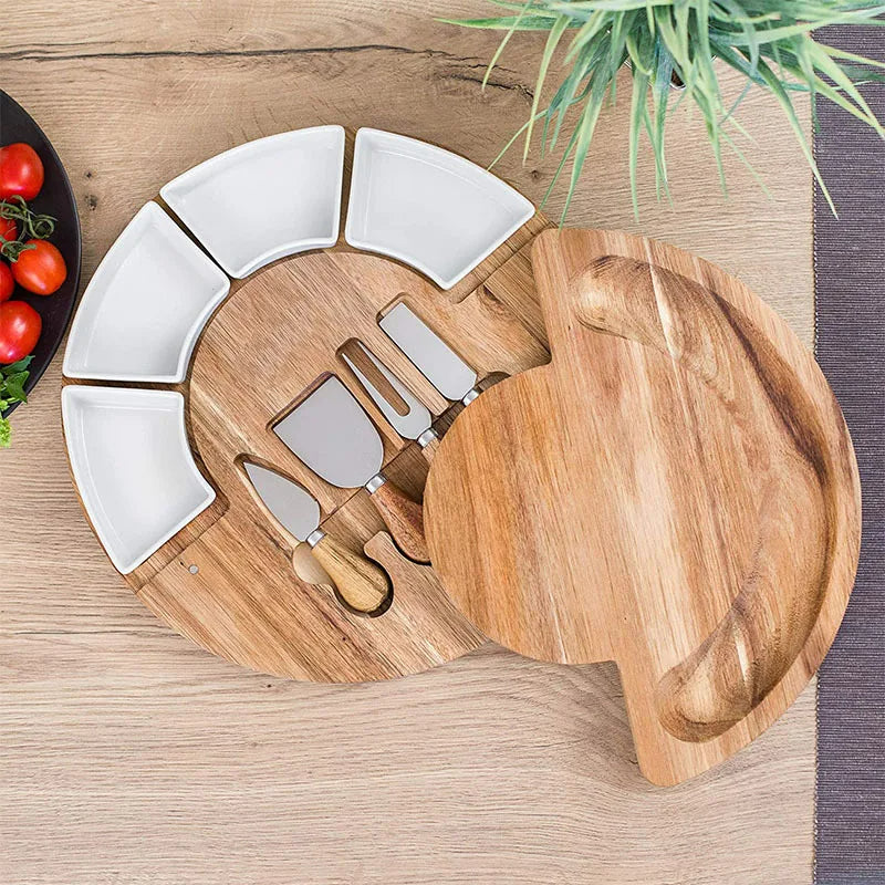 Bamboo Cheese Board Set - Stylish Wood Platter for Serving