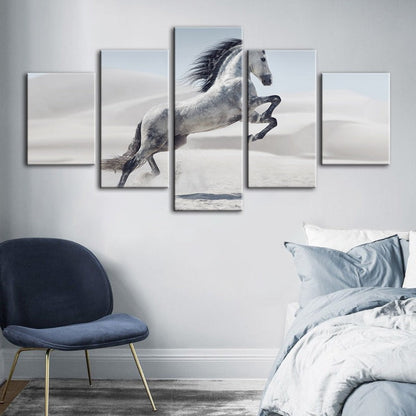 Dynamic Five-Piece Canvas Art of a Leaping Horse
