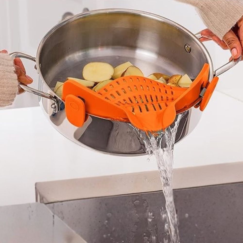 Heat-Resistant Kitchen Drain Tool – Silicone Clip-On Strainer