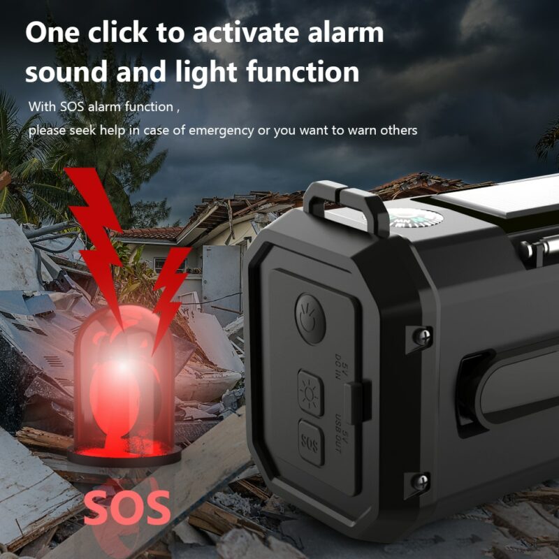 Emergency Radio with Solar and Hand Crank Power