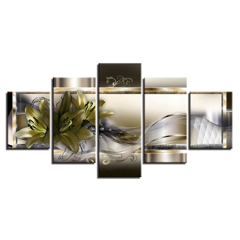 Stunning 5-Panel Floral Canvas Art for Elegant Spaces