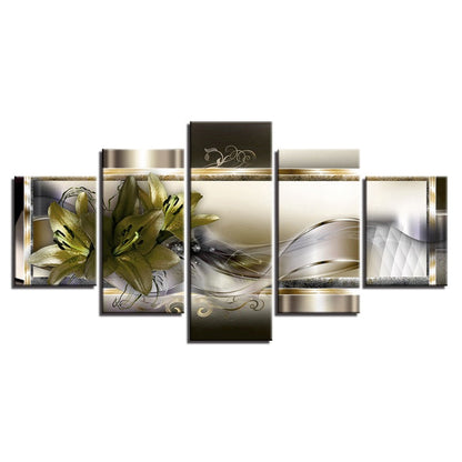 Stunning 5-Panel Floral Canvas Art for Elegant Spaces
