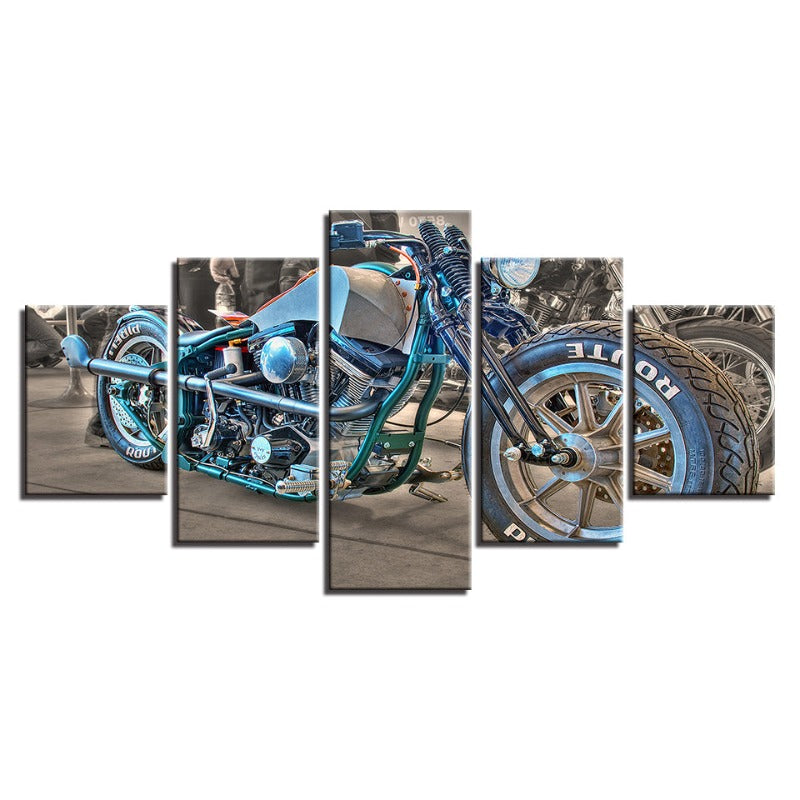 Dynamic 5-Piece Canvas Art: Blue Bicycle Adventure
