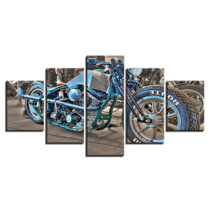 Dynamic 5-Piece Canvas Art: Blue Bicycle Adventure