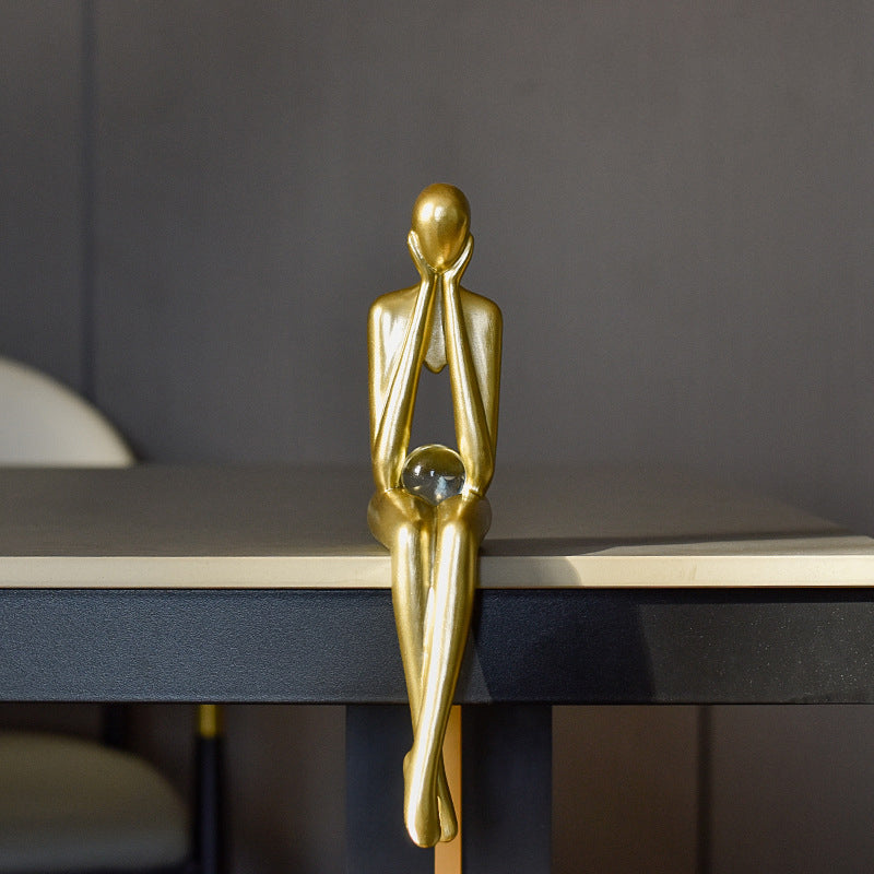 Golden Abstract Sculpture | Artful Home Accent