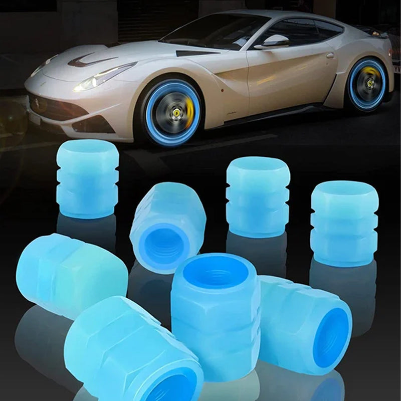Set of 4 Universal Fluorescent Tire Valve Caps
