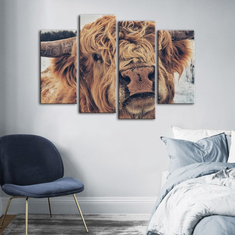 Charming Cow Canvas Art Set - 4 Piece Wall Décor