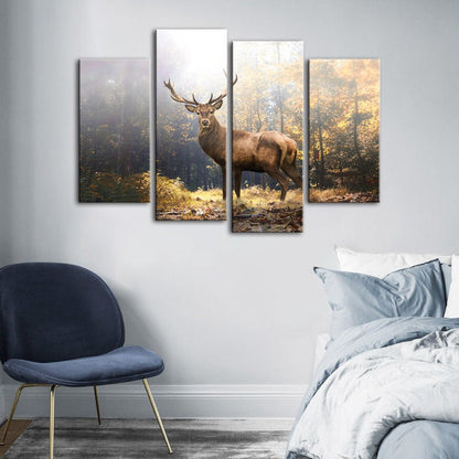 Serene Forest Majesty: 4-Piece Canvas Wall Art Set