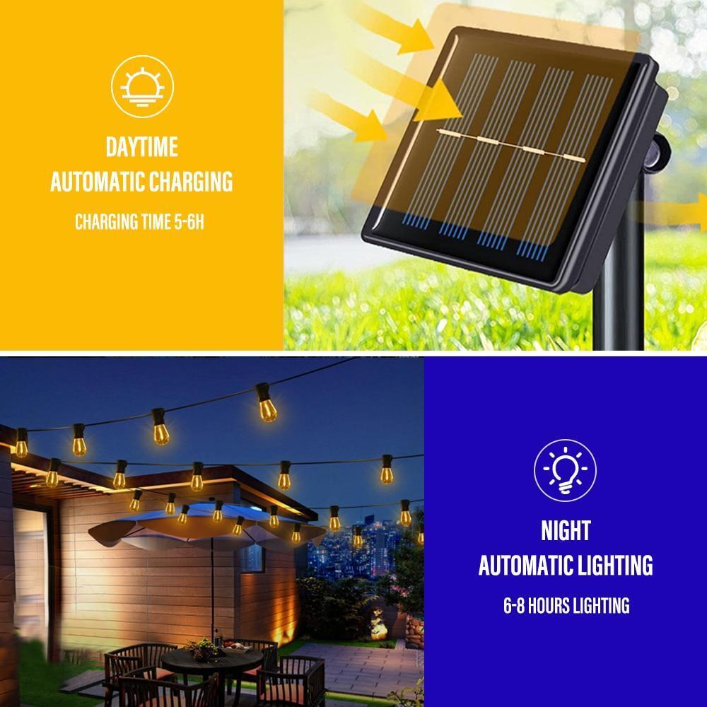 String Lights Powered by Solar Energy
