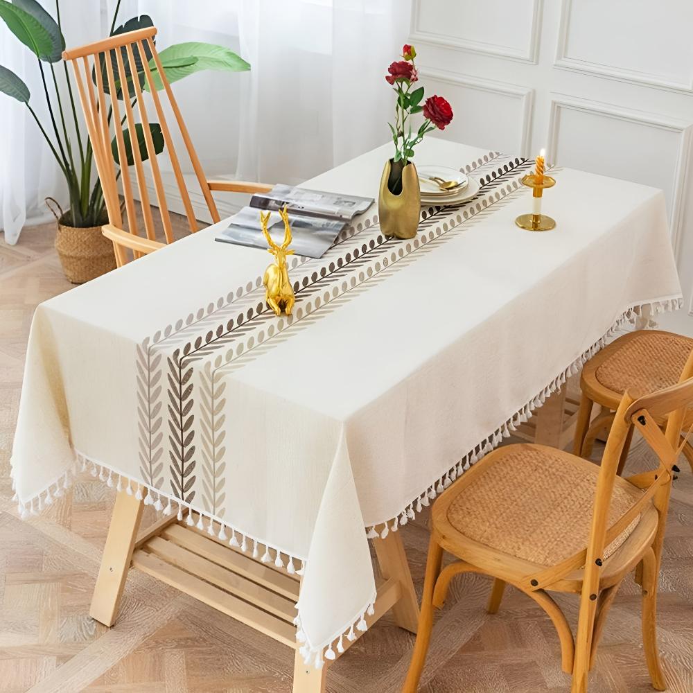 Charming Leaves Embroidered Dining Table Cover