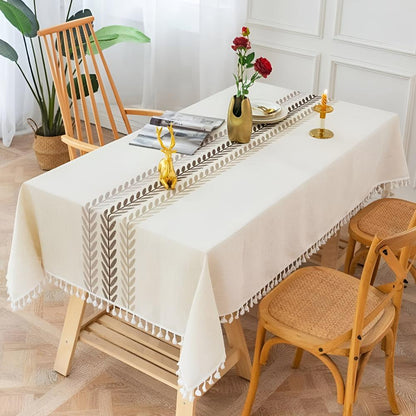 Charming Leaves Embroidered Dining Table Cover