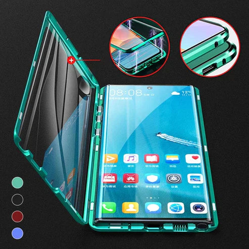 Magnetic Dual-Sided Tempered Glass Case for Samsung Phones