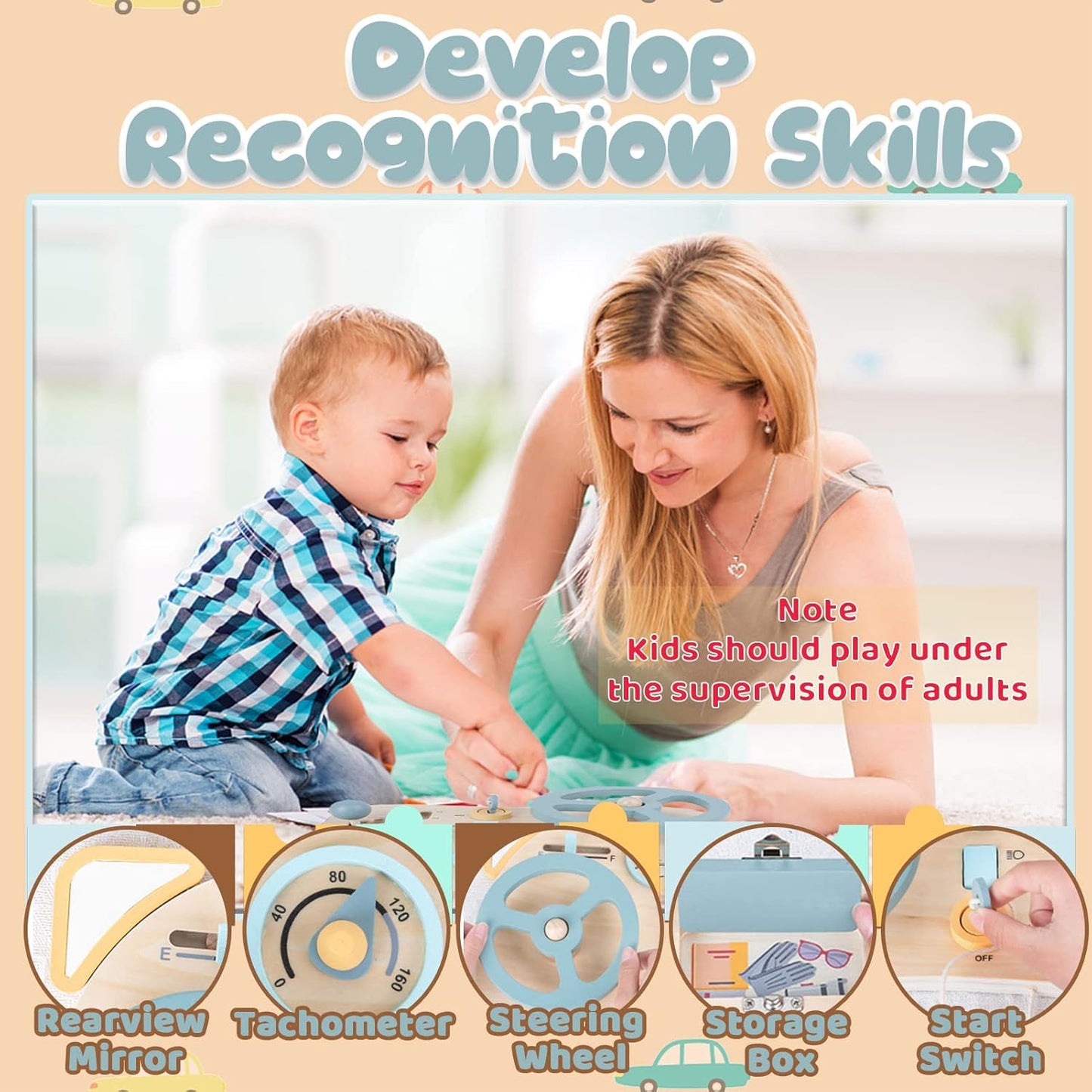 Wooden Activity Board with Steering Wheel – Fun Learning Tool