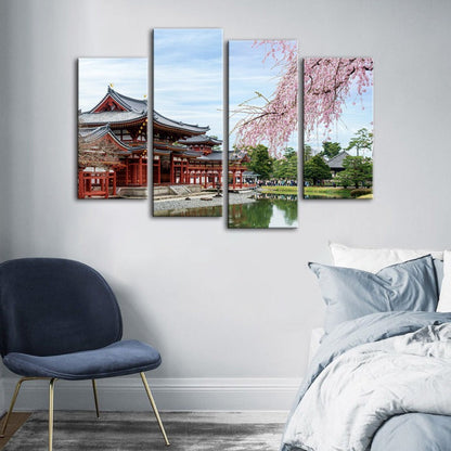 Set of 4 Elegant Sakura Blossom Canvas Art for Your Home