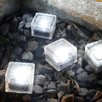 Modern Solar Outdoor Step Lights with Colourful Ice Cube Design - Set of 2