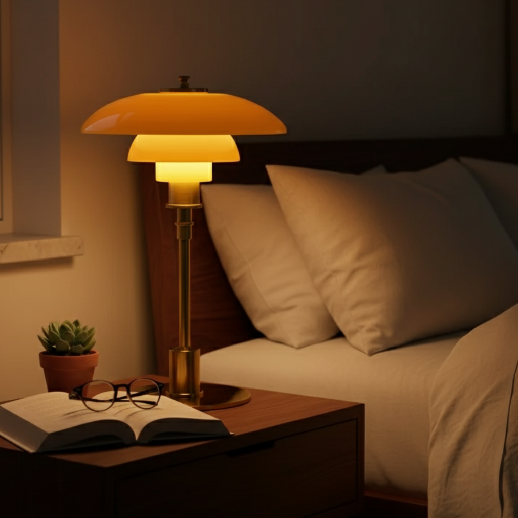 Minimalist Glass Shade Table Lamp for Scandinavian Style Bedroom