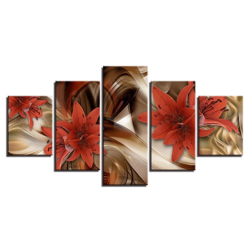 Vibrant Floral Canvas Art Set - 5 Piece Wall Decor
