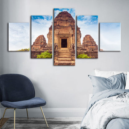 5 Piece Canvas Art Set - Ancient Temple Themed Wall Decor