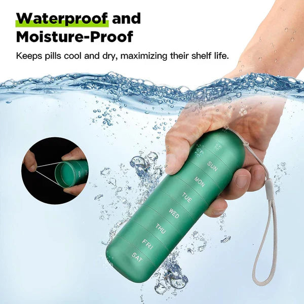 Waterproof Aluminum Pill Organizer with 7 Compartments – MediSafe Weekbox