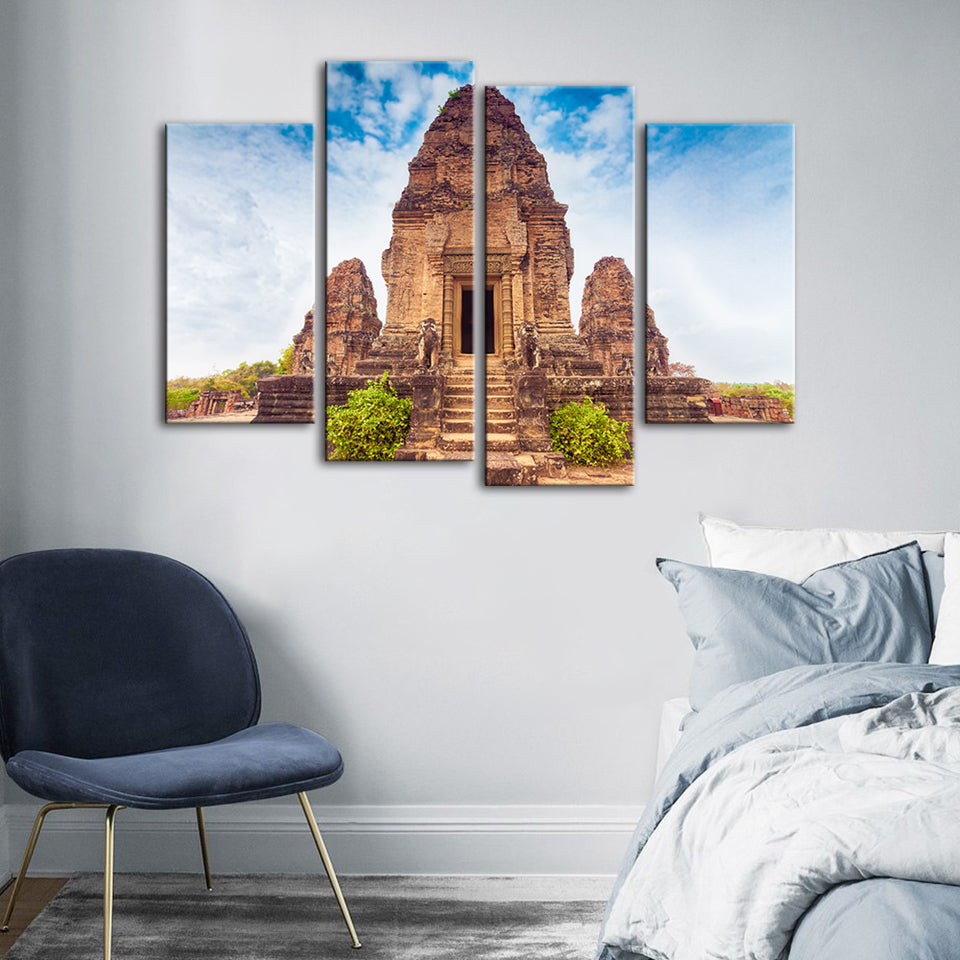 4-Piece Canvas Wall Art Set - Ancient Temple Design
