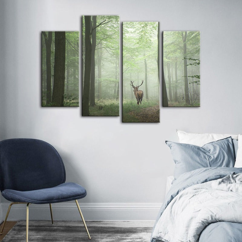 Enchanting Woodland Deer Canvas Art Set - 4 Piece Collection