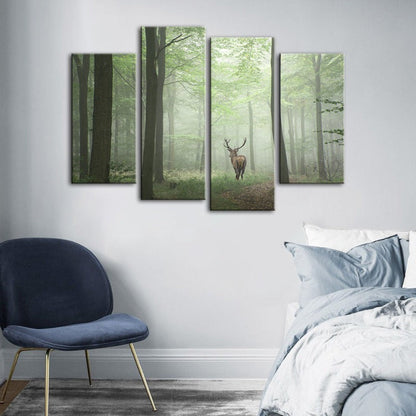 Enchanting Woodland Deer Canvas Art Set - 4 Piece Collection
