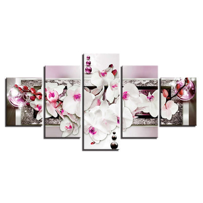 Vibrant 5-Panel Floral Canvas Art for Elegant Spaces