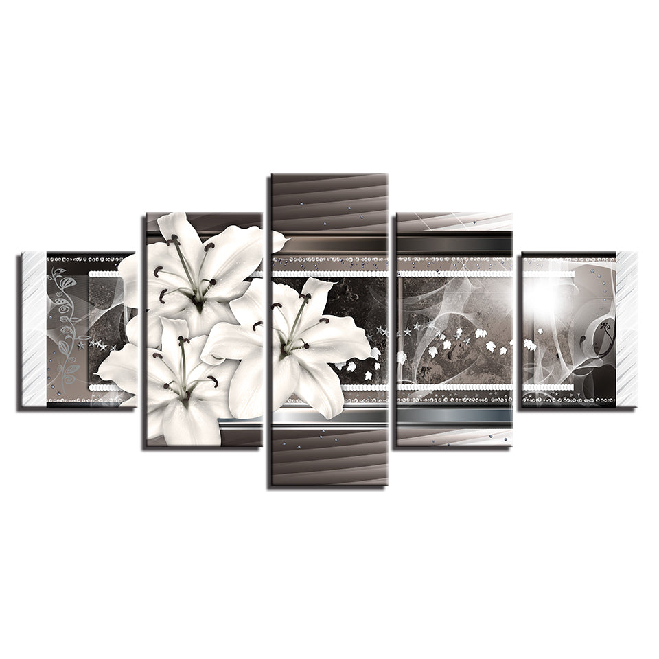 Elegant 5-Piece Floral Canvas Art for Home Décor