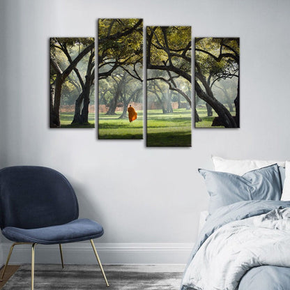 Serene Monk Journey - 4-Piece Canvas Art Set