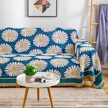 Chic Cotton Knit Blanket with Decorative Tassels