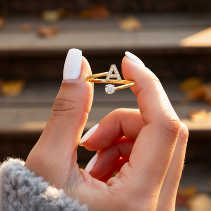 Adjustable Initial Ring Classic with Gift Box and Message Card