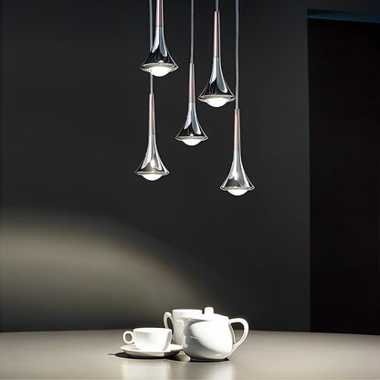 Small Nordic Pendant Light - 1-Light Metal LED Water Drop Chandelier