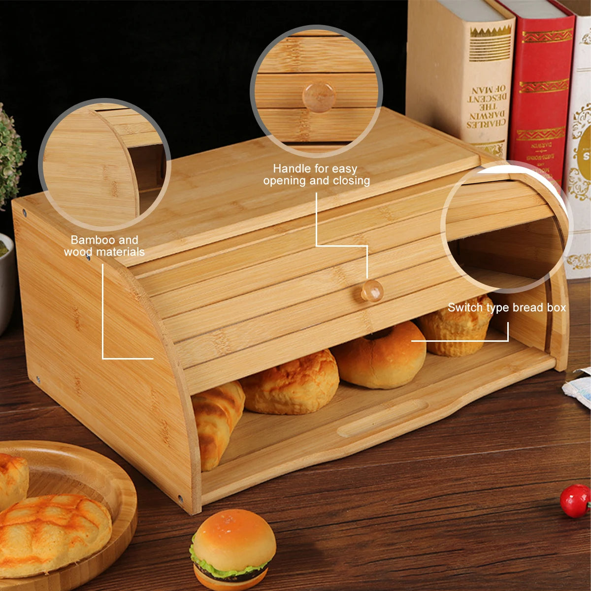 Bamboo Bread Storage Box and Organizer
