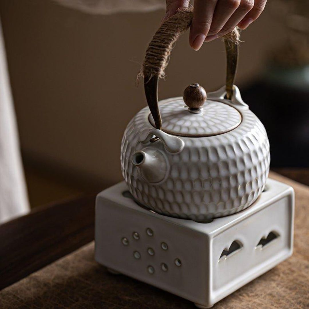 Dimpled White Ceramic Boiler Set