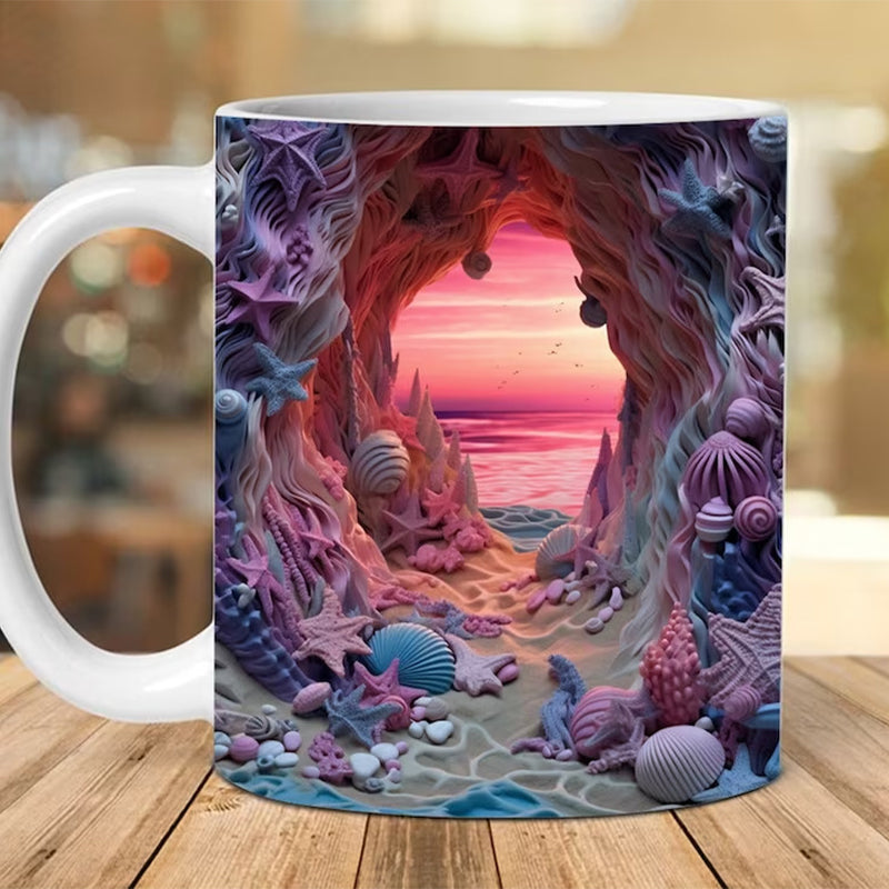 Coastal Serenity 3D Ceramic Coffee Mug
