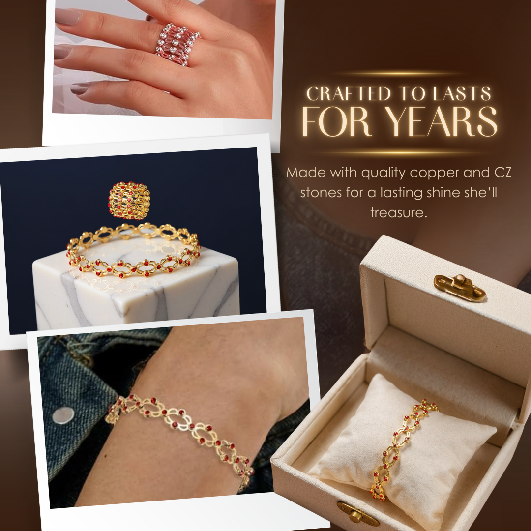 Versatile Adjustable Ring and Bracelet with Sparkling Stones