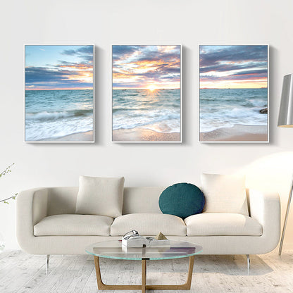 Set of 3 Serene Sunrise Beach Canvas Prints