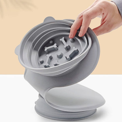 Compact Dual Food and Water Bowl for Pets on the Move
