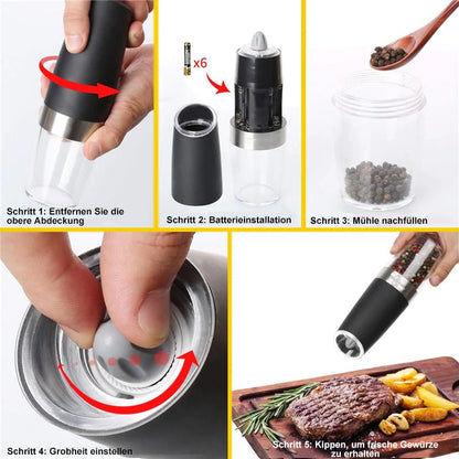 Electric Gravity-Driven Salt and Pepper Grinder