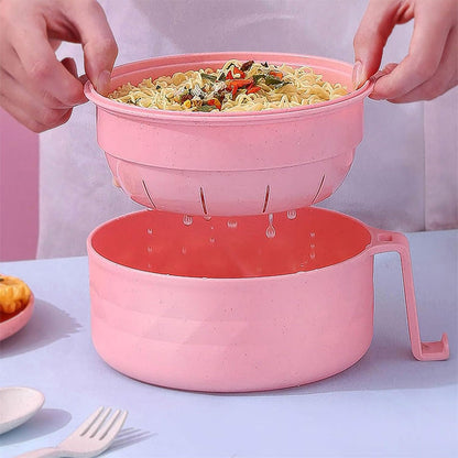 Convenient 1200ml Microwave Noodle Bowl with Strainer