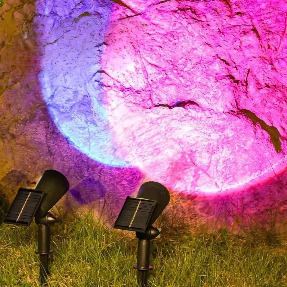 Outdoor LED Garden Spotlight with Adjustable Solar Multi-Color Lighting