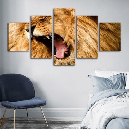 Majestic Lion's Roar - 5 Piece Canvas Art Set