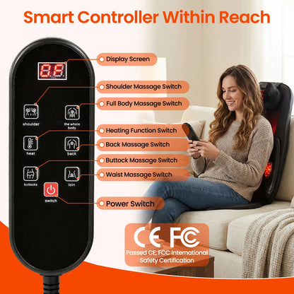 Vibrating Back Cushion with Heat – Full-Body Massager for Chair, Neck, Waist, Hips