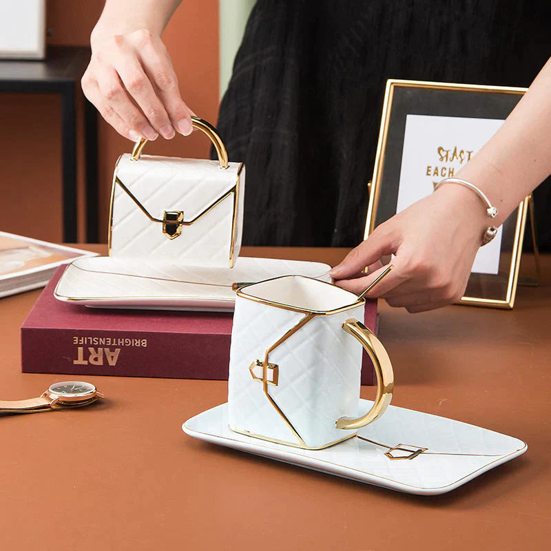 Elegant Handcrafted Mug Set with Saucer and Spoon