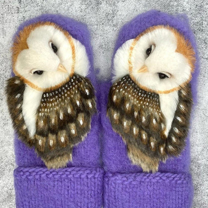 Handcrafted Winter Gloves with Adorable Owl Design