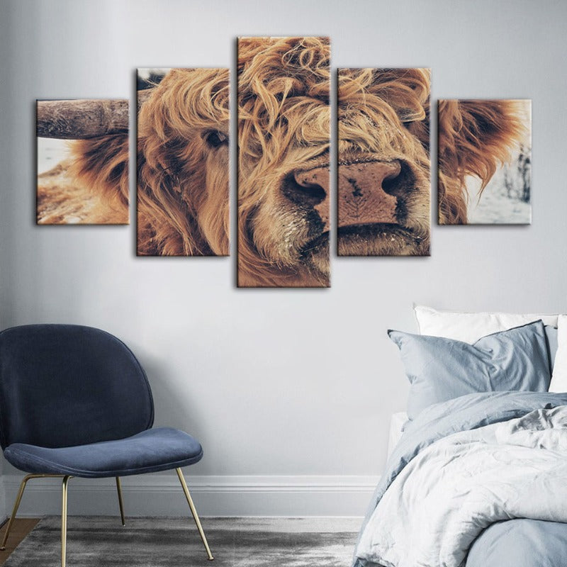 Charming Cow Canvas Art Set - 5 Panels for Stunning Decor