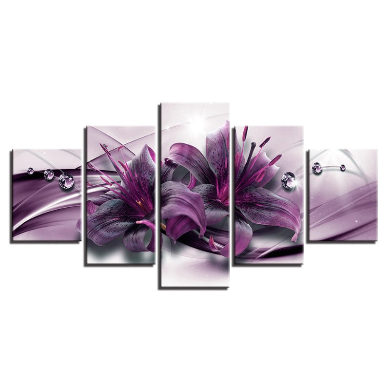 Vibrant Floral Canvas Art Set - 5 Piece Collection
