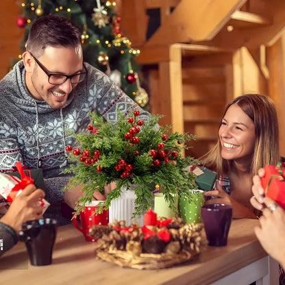 Lifelike Pine Sprays with Crimson Berries for Holiday Decor